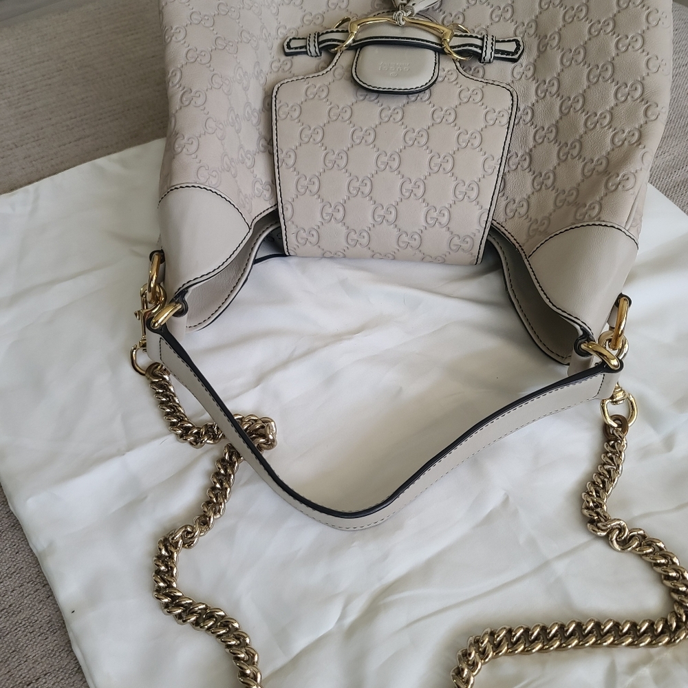 GUCCI Emily Guccissima Hobo Bag in Bone White AUTHENTIC/VERIFIED - Picture 13 of 14